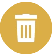 Trash can icon on yellow circle
